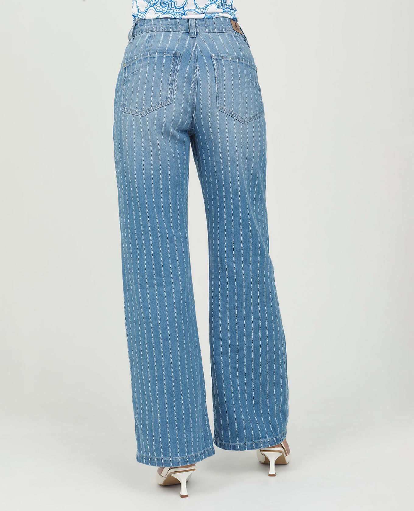 JEAN WIDE LEG PARA MUJER TELA CON RAYAS DESAGUJADAS CINCO BOLSILLOS Adrissa | Ropa para mujer Jeans