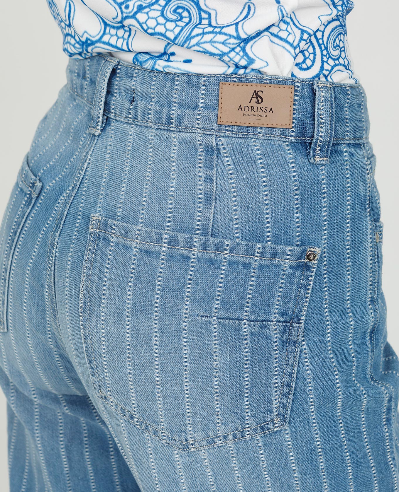 JEAN WIDE LEG PARA MUJER TELA CON RAYAS DESAGUJADAS CINCO BOLSILLOS Adrissa | Ropa para mujer Jeans