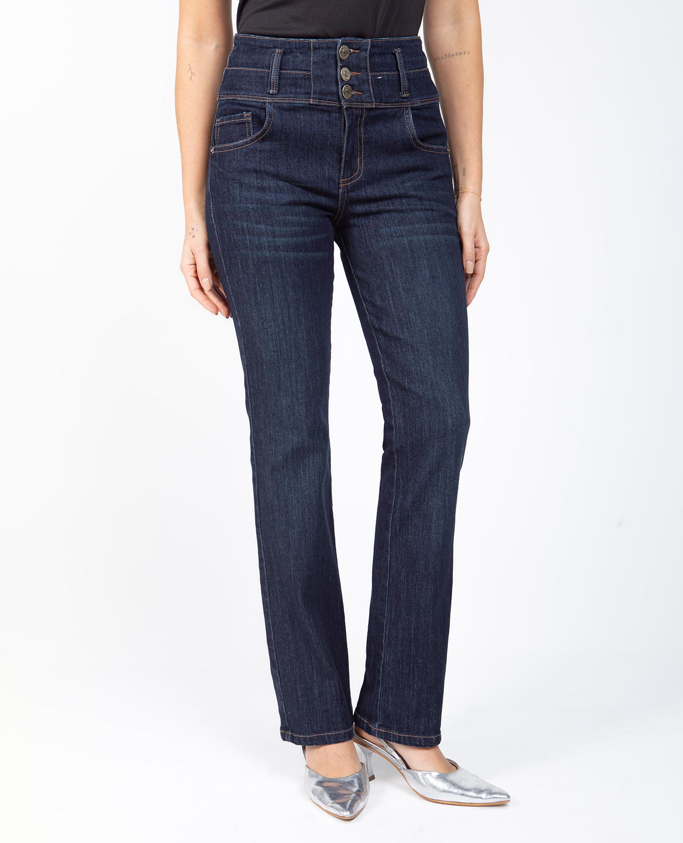 JEAN CONTROL DE ABDOMEN PARA MUJER SILUETA REGULAR TONO OSCURO Adrissa | Ropa para mujer Jeans