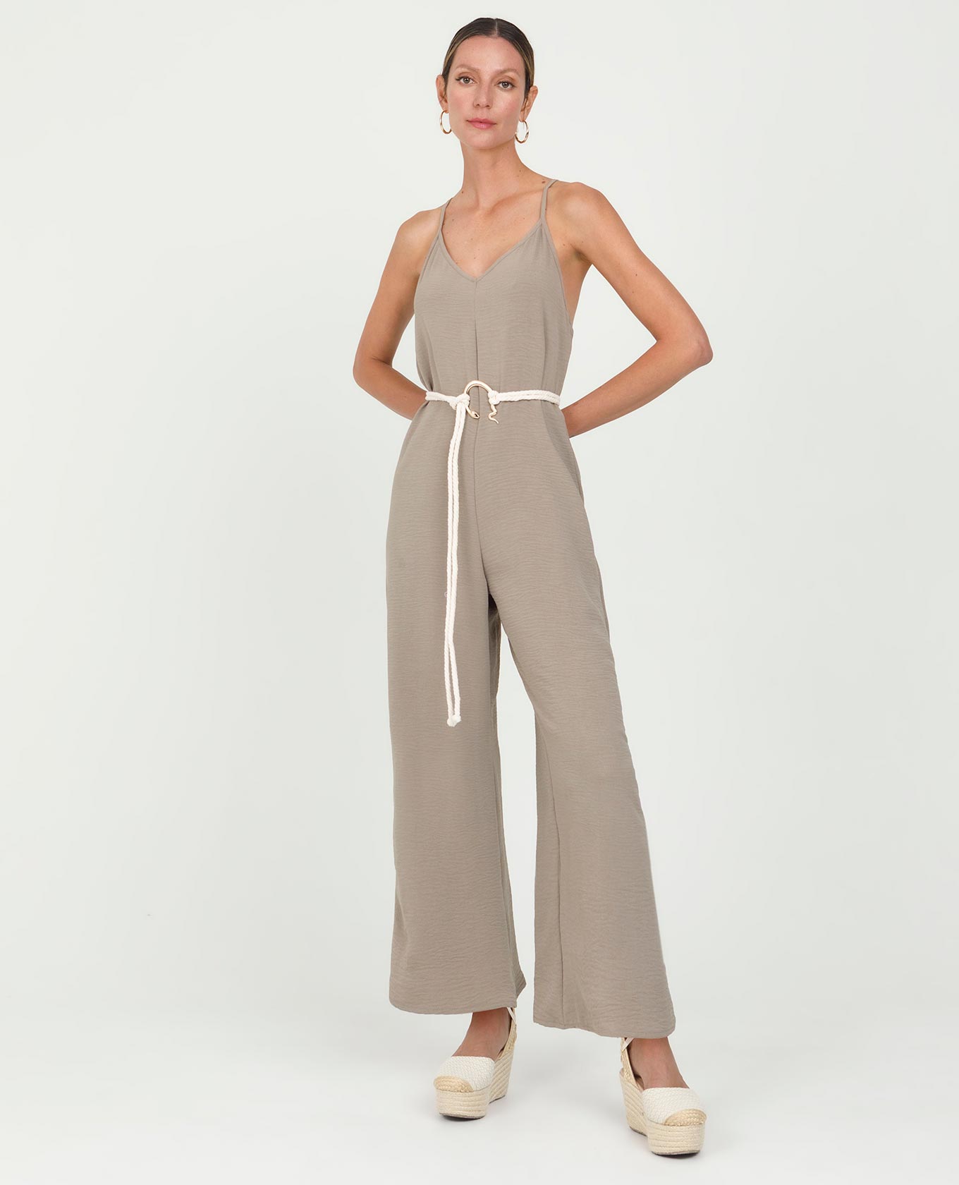 ENTERIZO LARGO PARA MUJER CON TIRAS CRUZADAS EN ESPALDA Y CINTURÓN Adrissa | Ropa para mujer Enterizos