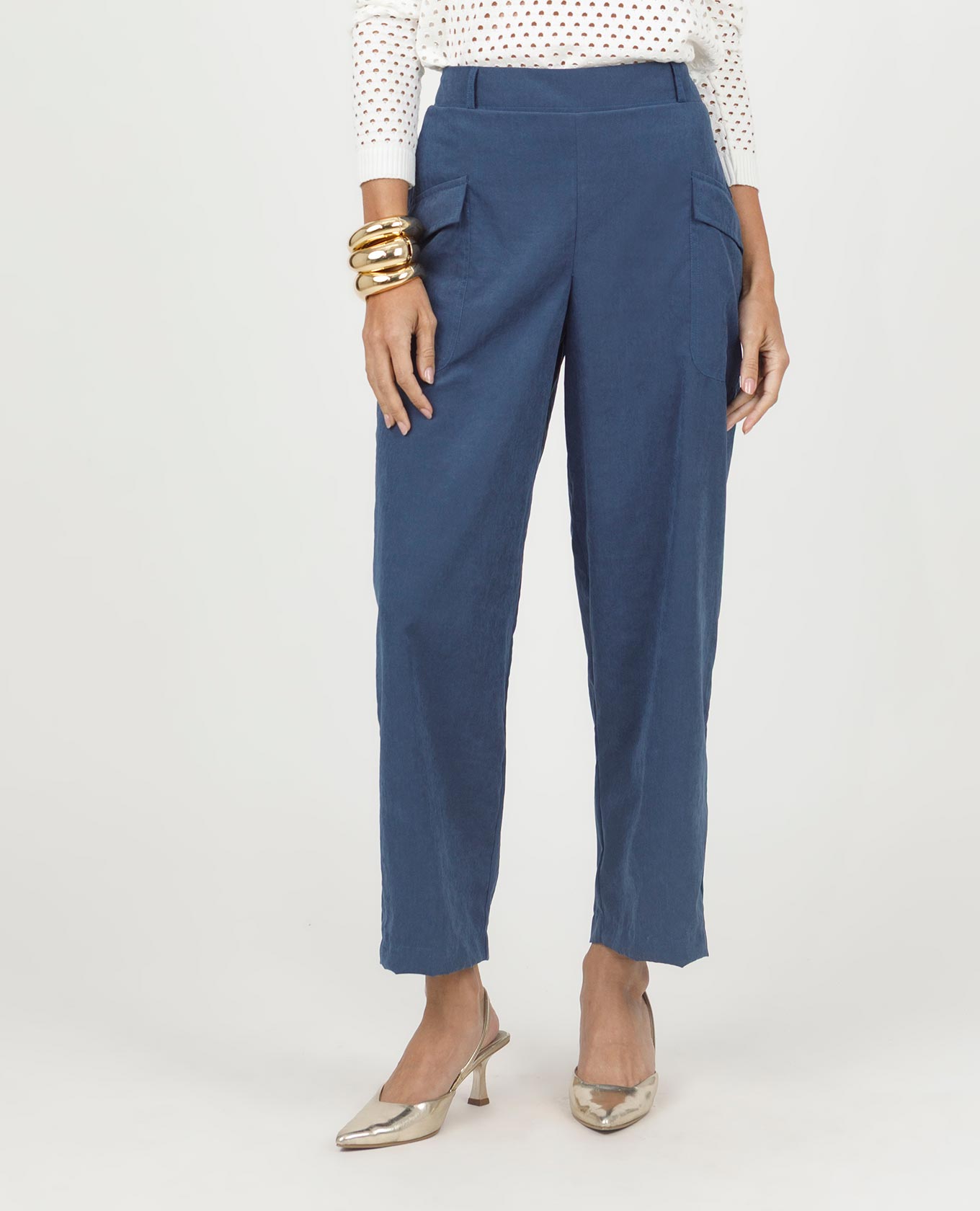 PANTALÓN PARA MUJER CON ELÁSTICO BOLSILLOS DE PARCHE Adrissa | Ropa para mujer Pantalones