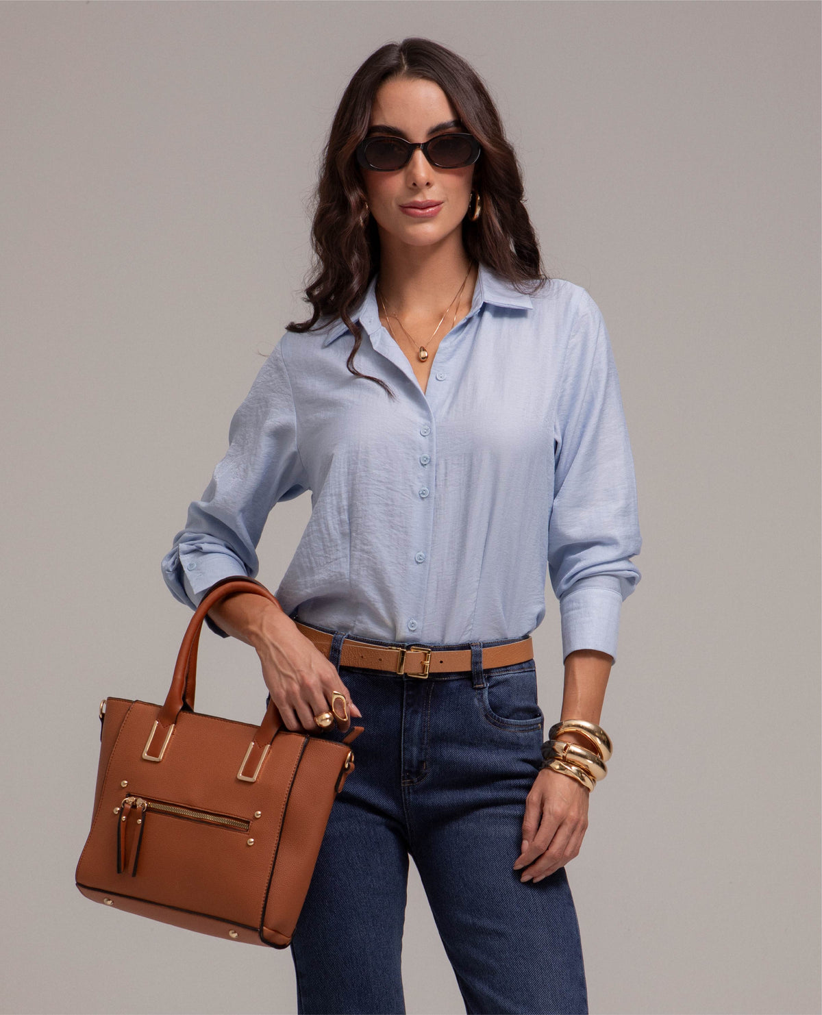 CAMISA MANGA LARGA PARA MUJER SILUETA AJUSTADA CON PINZAS