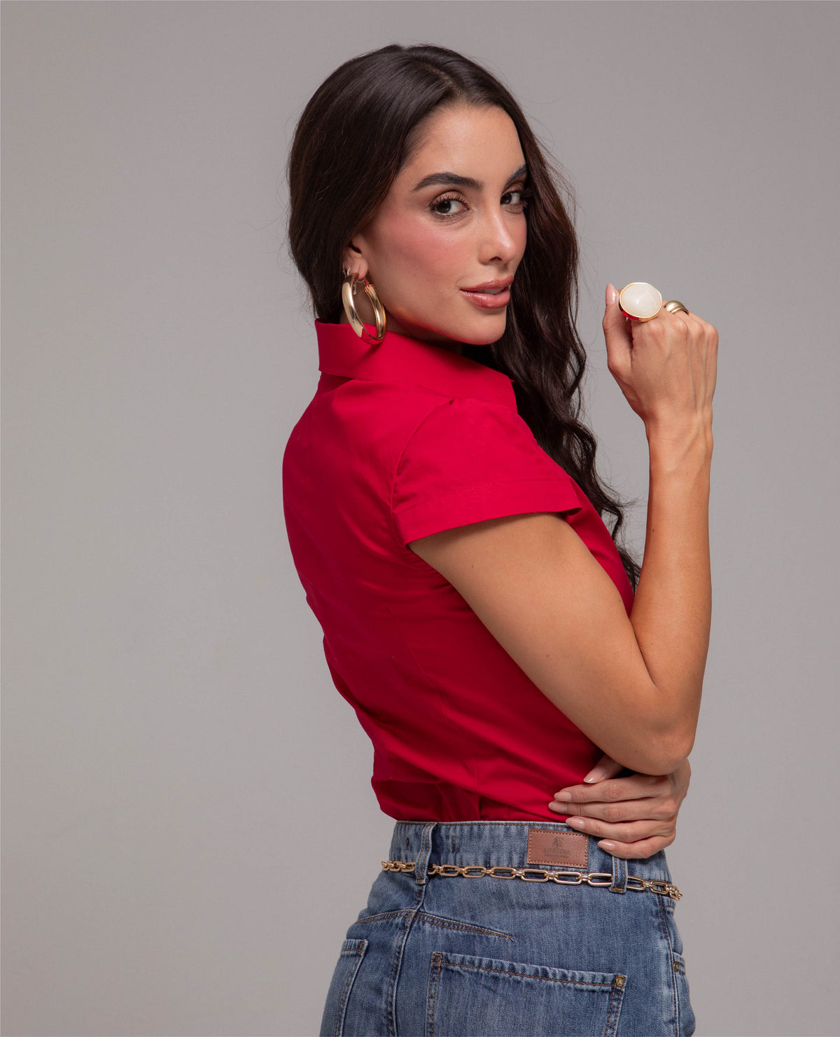 CAMISA AJUSTADA PARA MUJER MANGA CASCO CON PINZAS Adrissa | Ropa para mujer Camisas