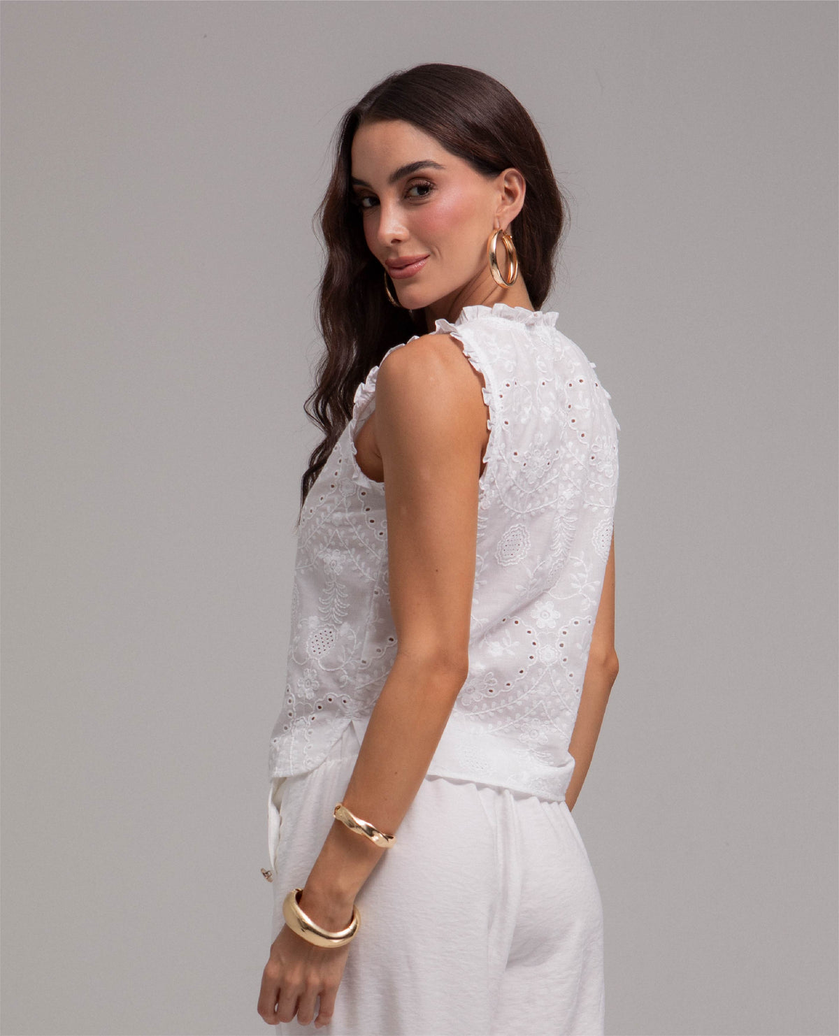 CAMISA MANGA SISA PARA MUJER SILUETA AJUSTA EN OJALILLO CON BOLEROS