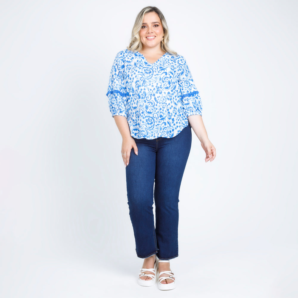 BLUSA TALLAS GRANDES ESTAMPADA MANGA 3/4 Adrissa