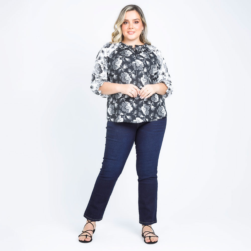 BLUSA TALLAS MANGA RANGLAR EN MEZCLA Adrissa