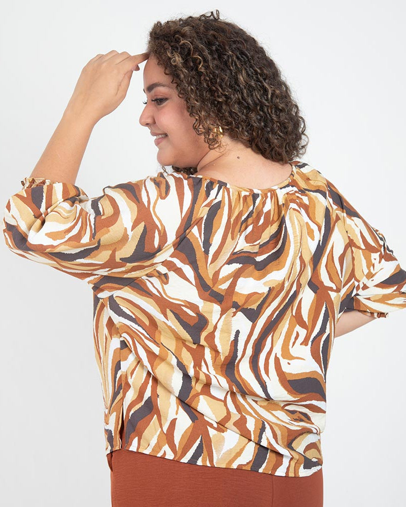 BLUSA ESTAMPADA TALLAS GRANDES MANGA 3/4 Adrissa