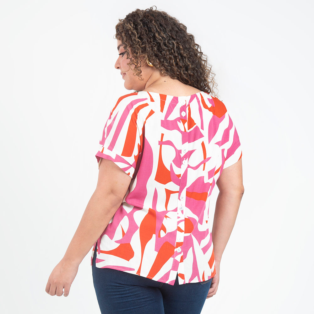 BLUSA ESTAMPADA TALLAS GRANDES ESCOTE BANDEJA Adrissa