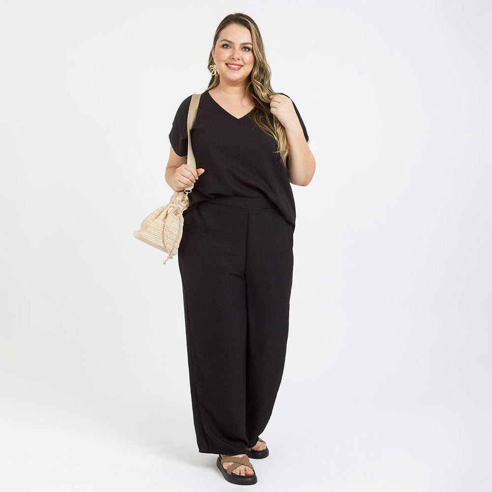 BLUSA NEGRA TALLAS GRANDES ESCOTE V Adrissa