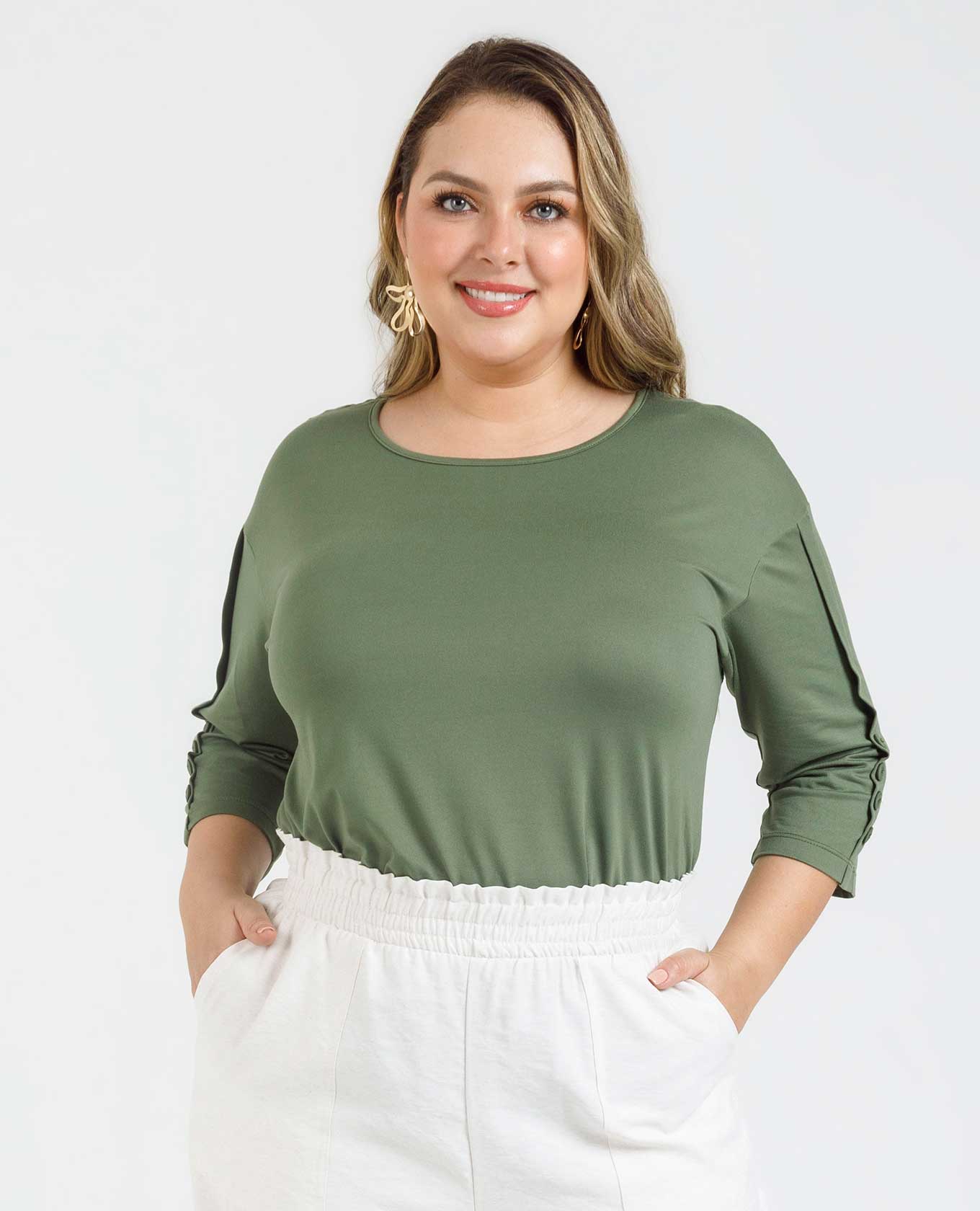 CAMISETA TALLAS GRANDES CON BOTONES DECORATIVOS Adrissa