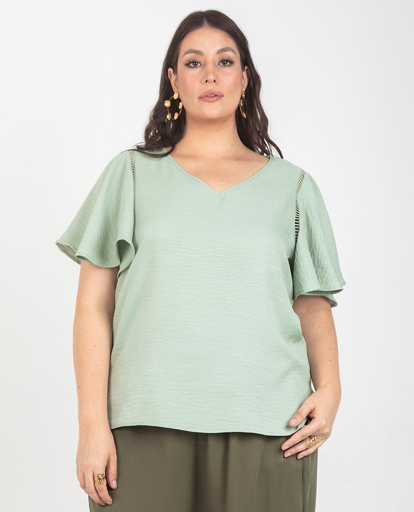 BLUSA ESCOTE V TALLAS GRANDES MANGA Adrissa