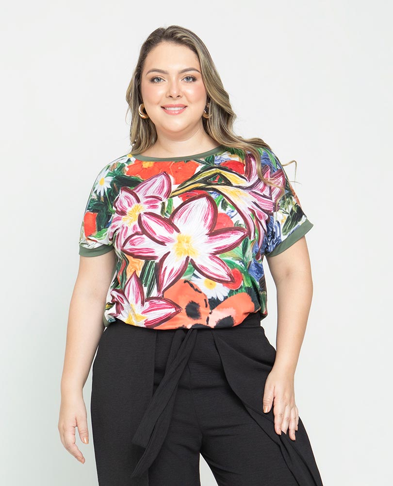 CAMISETA MATISSE TALLA GRANDES ESTAMPADO EXCLUSIVO MANGA RODADA Adrissa | Ropa para mujer Blusas