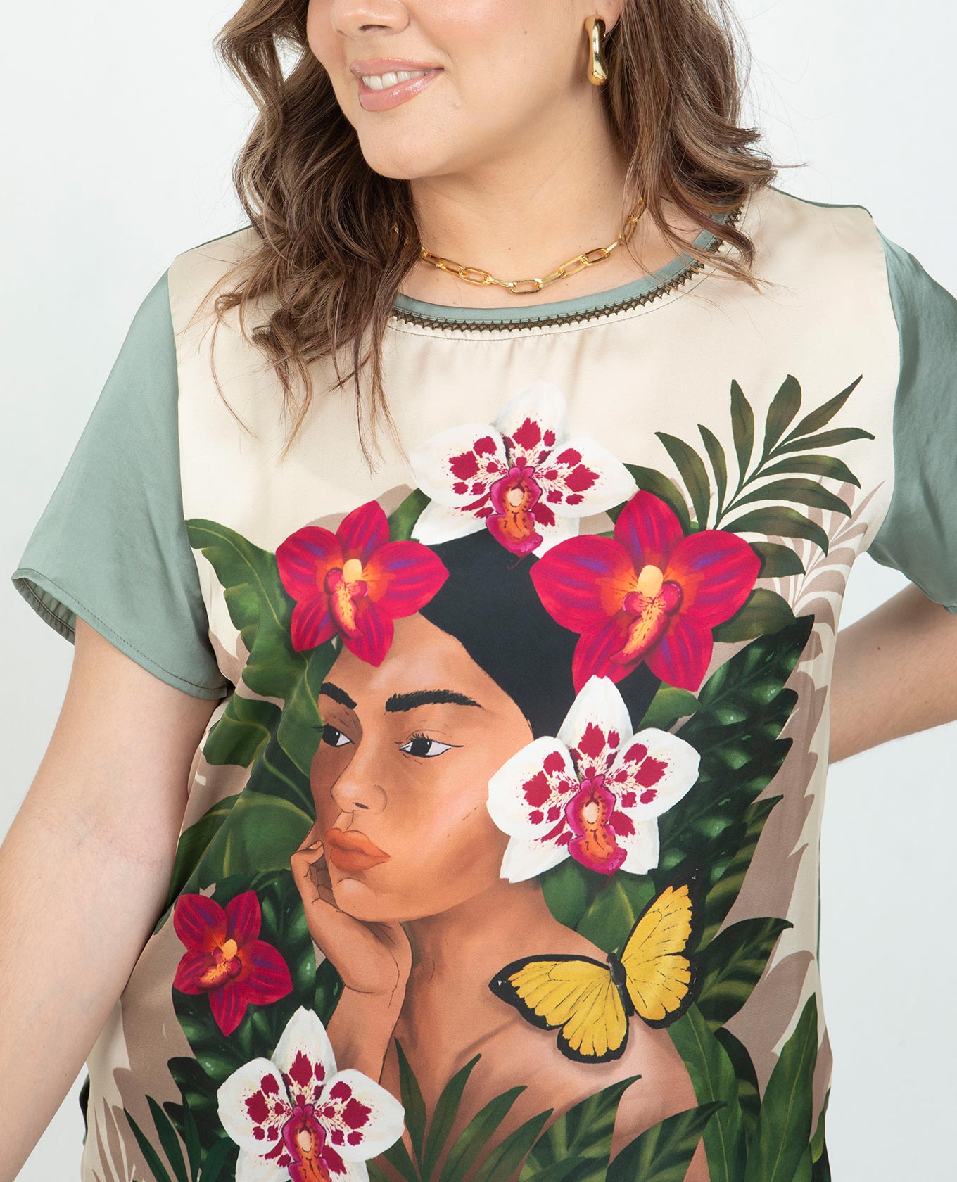 BLUSA MANGA CORTA TALLAS GRANDES ESTAMPADO EXCLUSIVO CON PUNTADA ARTESANAL Adrissa | Ropa para mujer Blusas