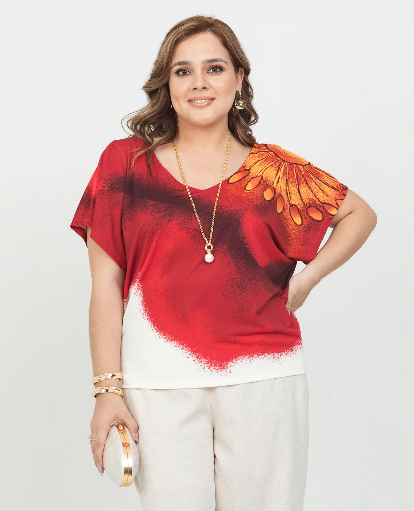 BLUSA ESCOTE V TALLAS GRANDES ESTAMPADO EXCLUSIVO CON TOP INCLUIDO Adrissa