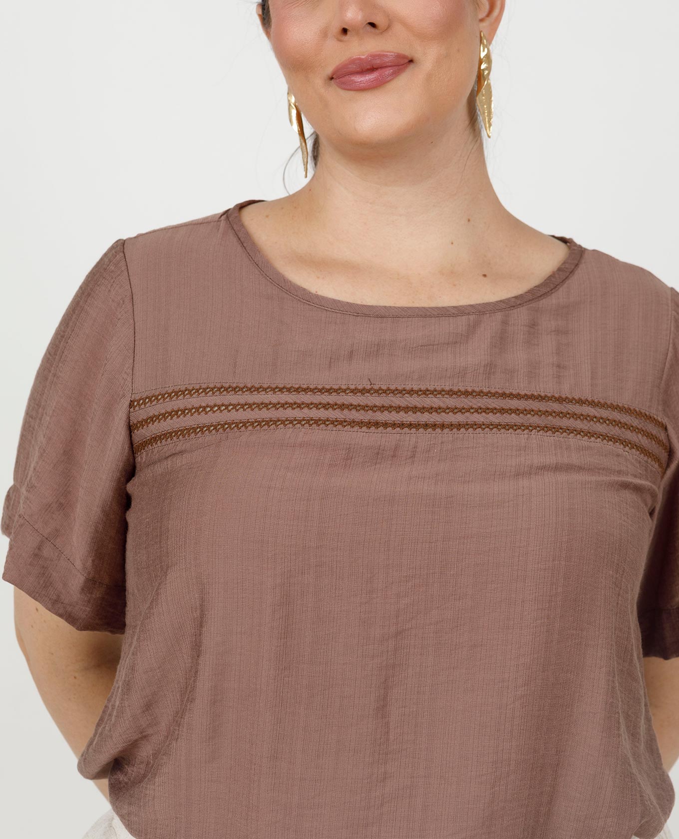 BLUSA MANGA CORTA TALLAS GRANDES CON PUNTADA ARTESANAL EN FRENTES Adrissa | Ropa para mujer Blusas