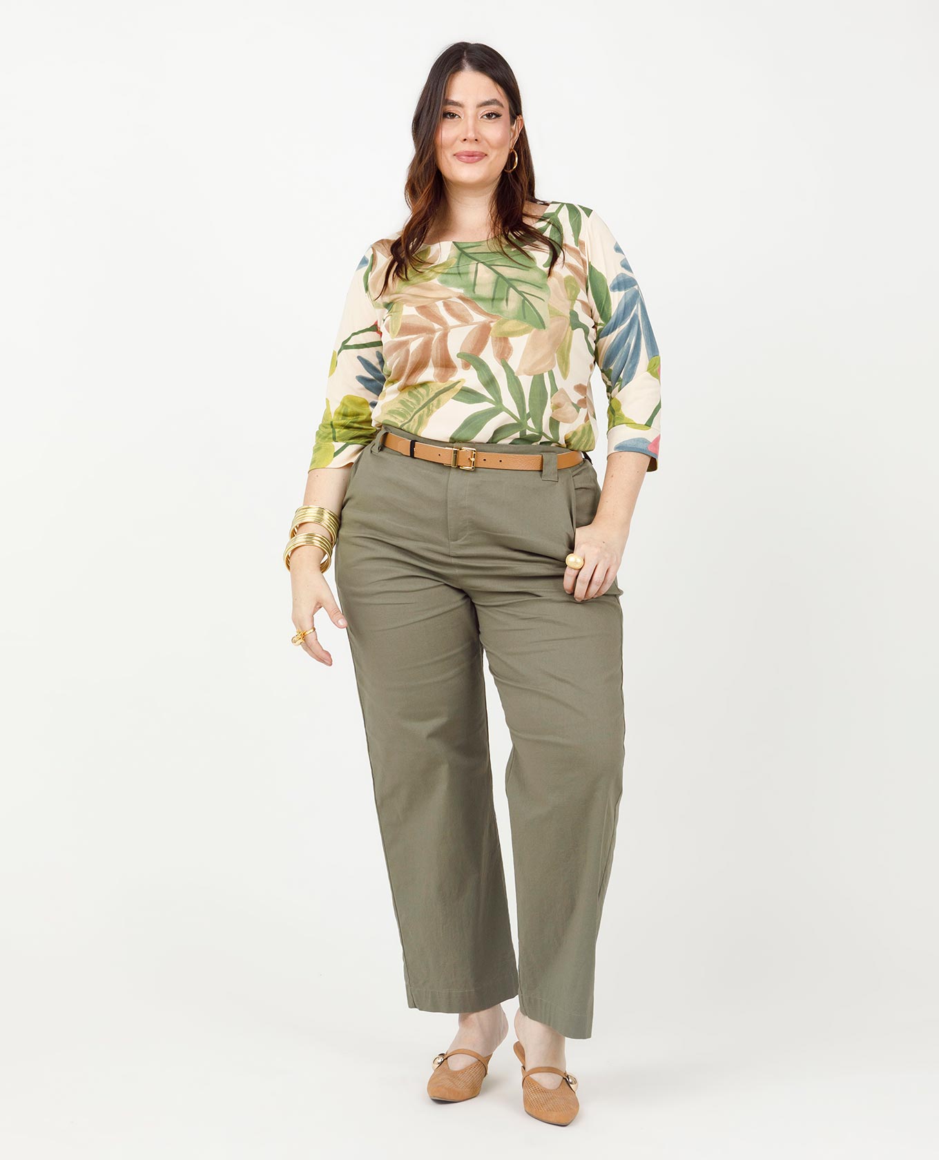 BLUSA ESTAMPADA TALLAS GRANDES MANGA 3/4 EN TEJIDO DE PUNTO Adrissa | Ropa para mujer