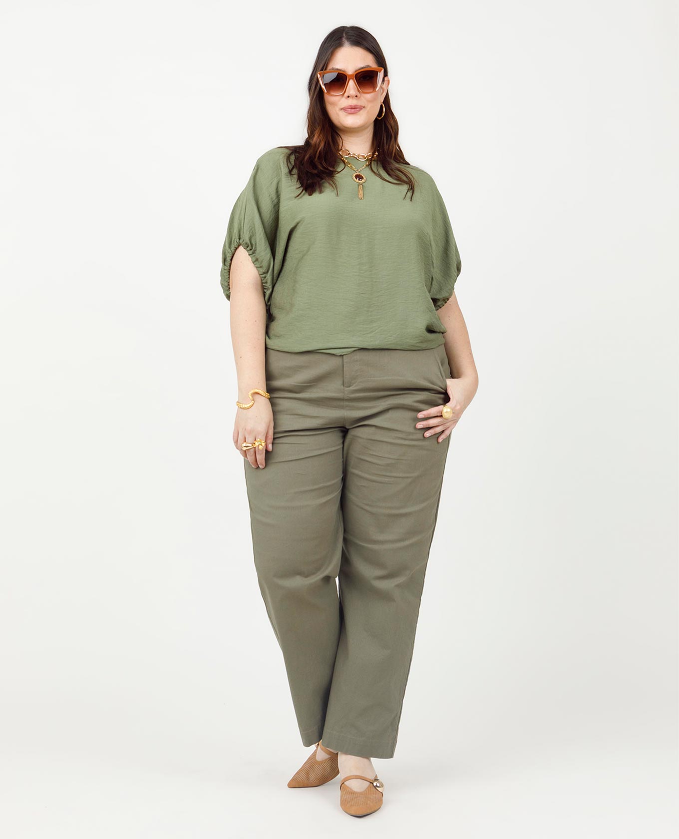 BLUSA HOMBRO RODADO TALLAS GRANDES CON ELÁSTICO EN MANGAS Adrissa | Ropa para mujer Blusas