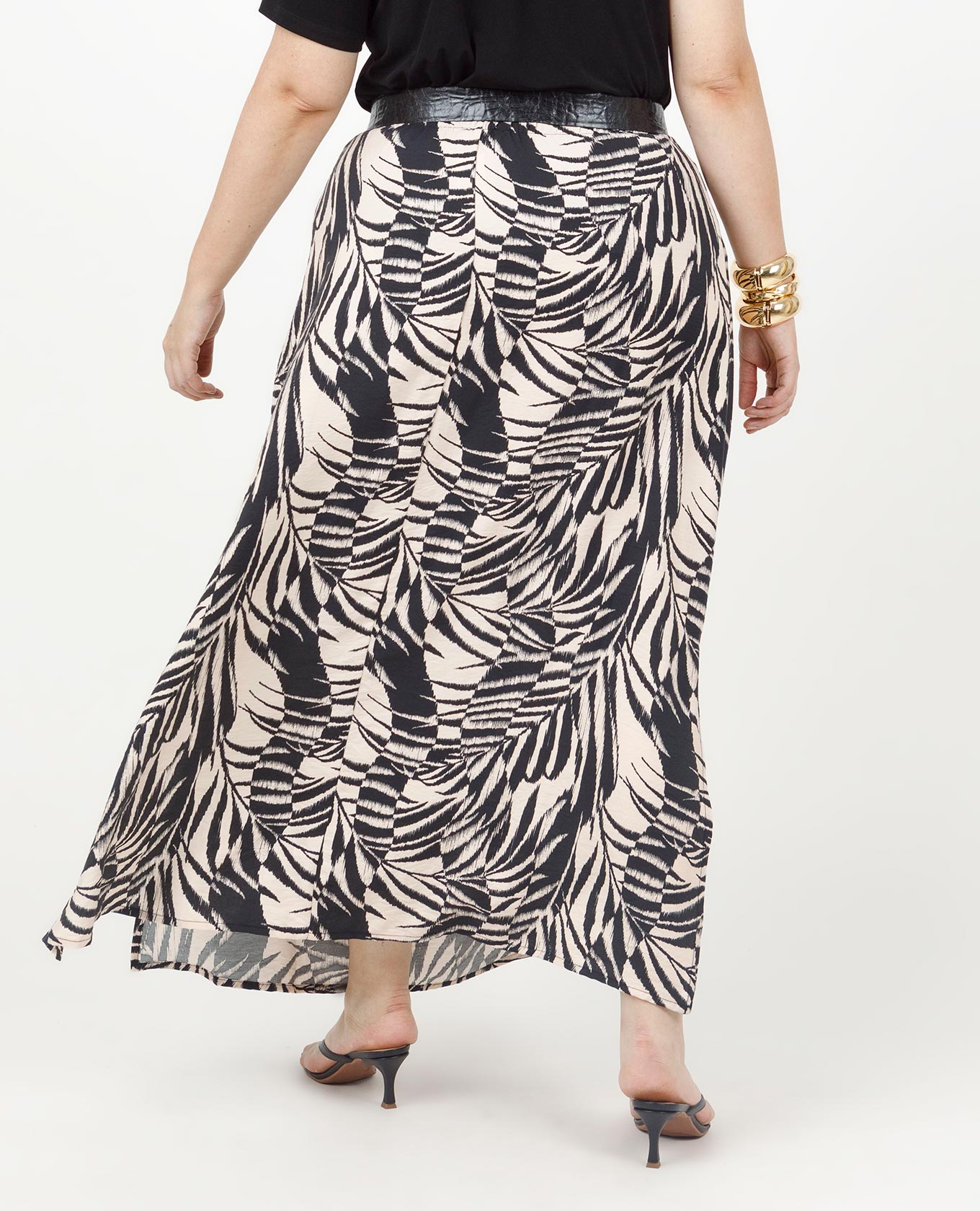 FALDA LARGA TALLAS GRANDES ESTAMPADA CON ABERTURAS Y ELASTICO EN CINTURA Adrissa | Ropa para mujer