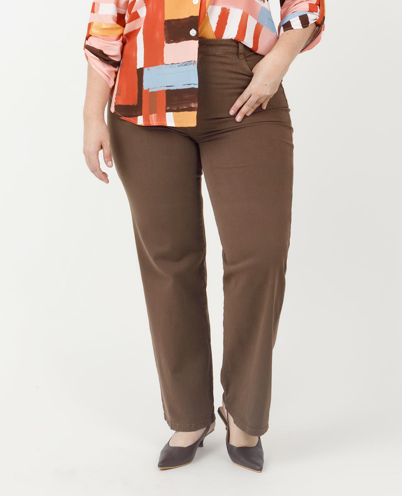 PANTALÓN PALAZZO TALLAS GRANDES PRETINA DELGADA CINCO BOLSILLOS