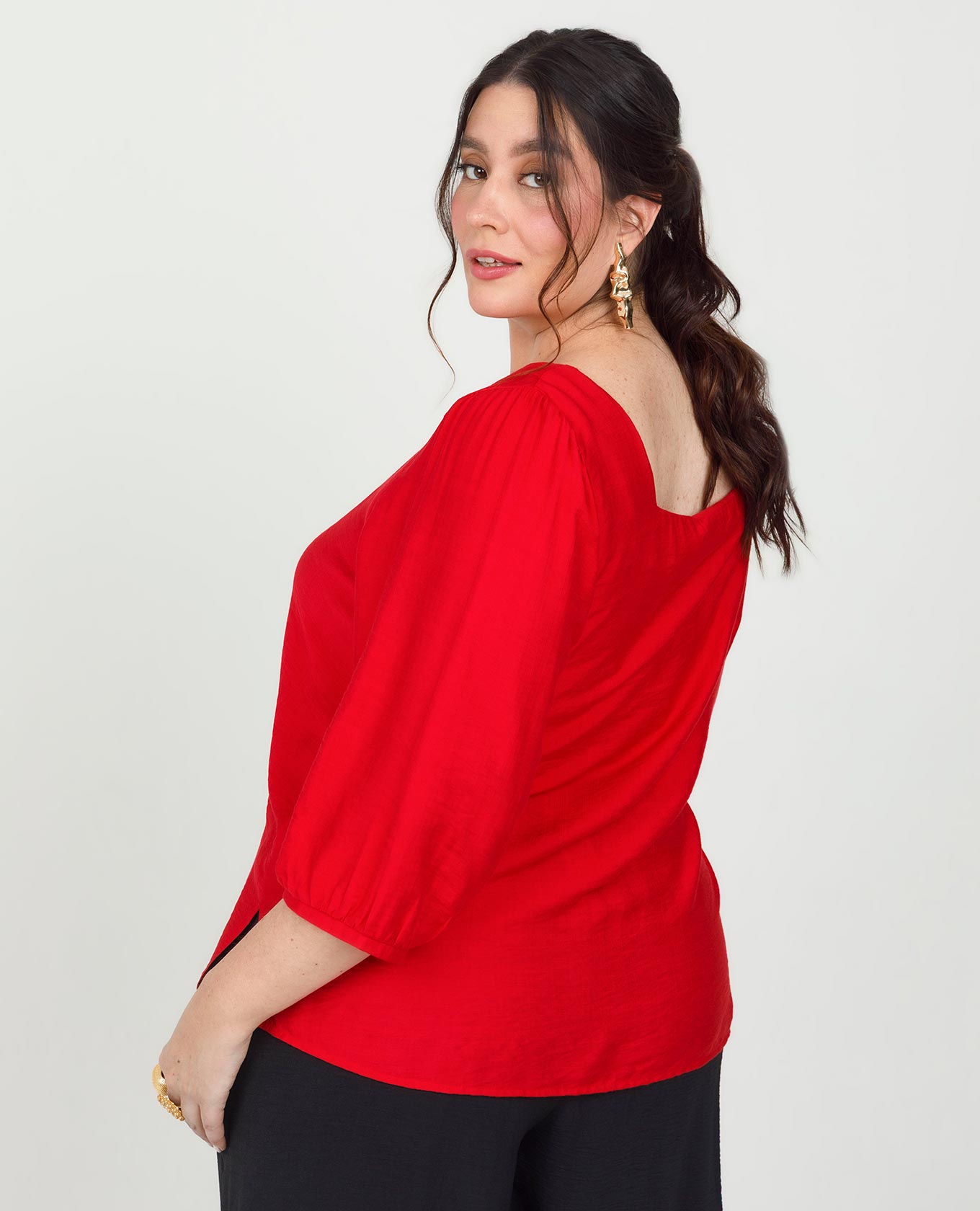 BLUSA MANGA 3/4 TALLAS GRANDES ESCOTE CUADRADO Adrissa | Ropa para mujer