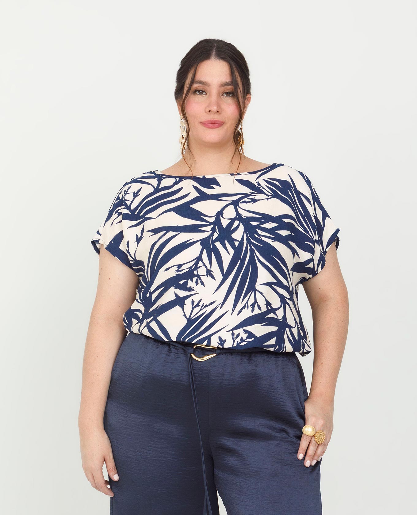 BLUSA MANGA CORTA PARA MUJER ESTAMPADO BICOLOR Adrissa | Ropa para mujer