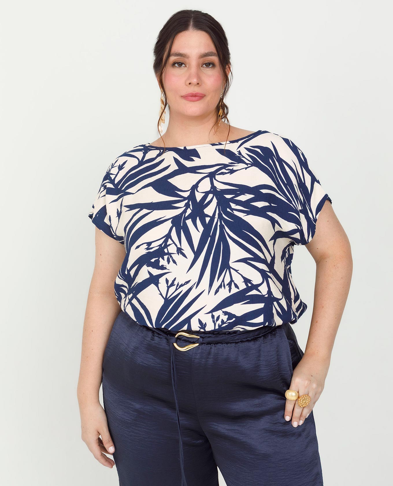 BLUSA MANGA CORTA PARA MUJER ESTAMPADO BICOLOR Adrissa | Ropa para mujer