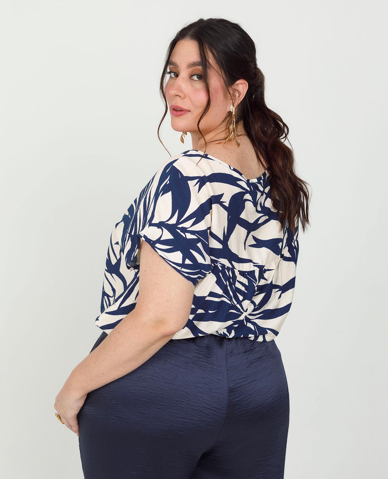 BLUSA MANGA CORTA PARA MUJER ESTAMPADO BICOLOR Adrissa | Ropa para mujer