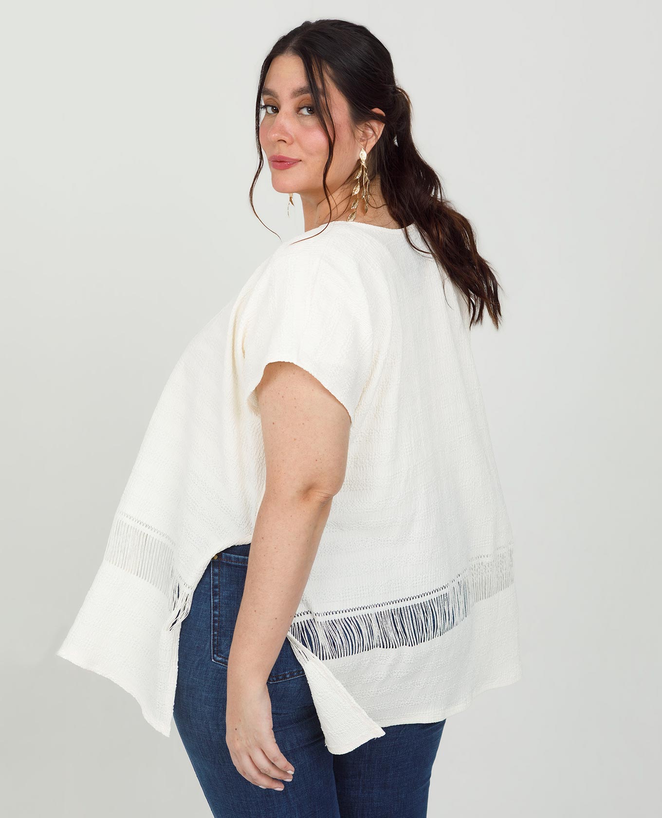 COMPLEMENTO MANGA CORTA TALLAS GRANDES SIN BOTONES TELA CON DESAGUJADO Adrissa | Ropa para mujer