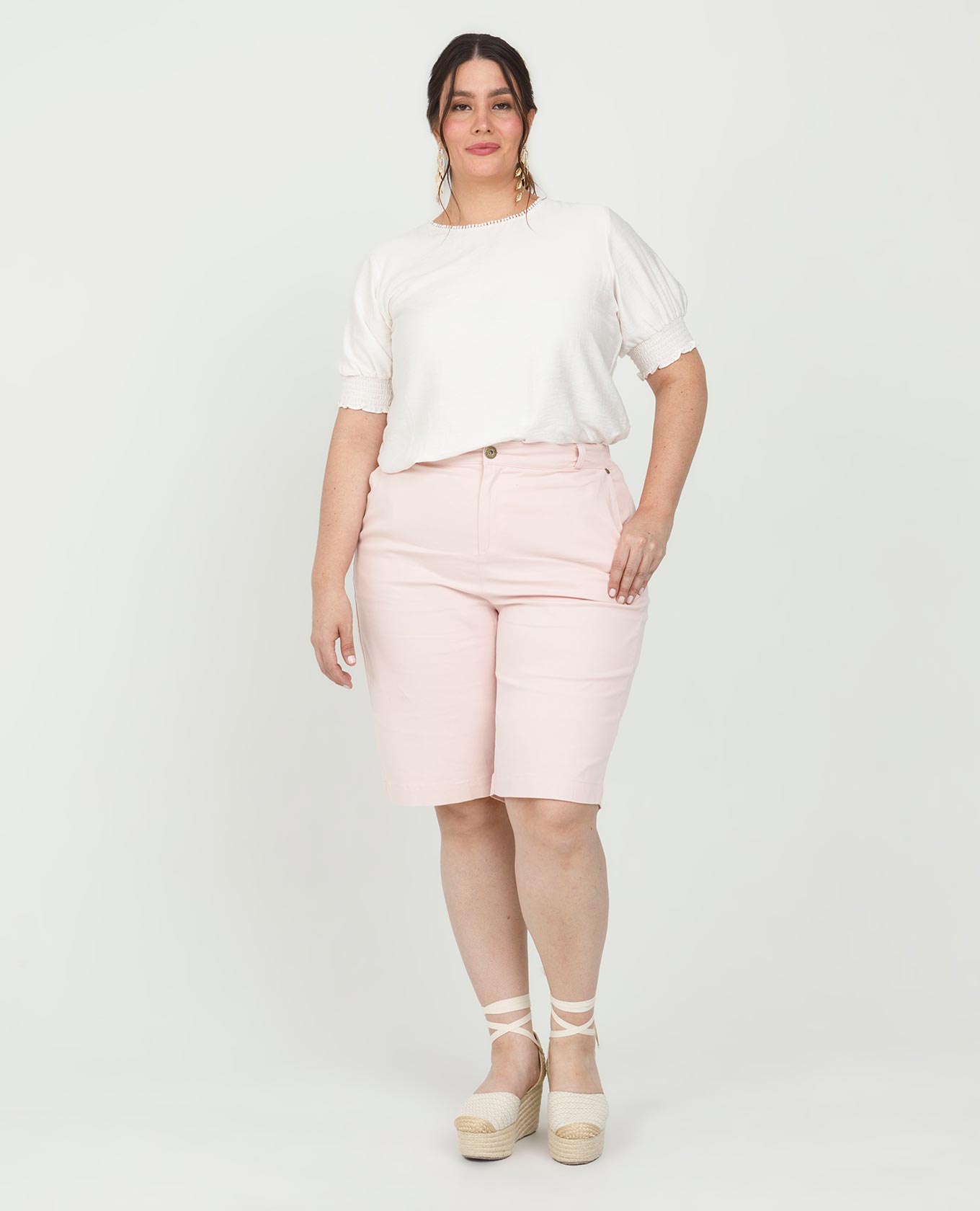 BLUSA MANGA CORTA TALLAS GRANDES ESCOTE CON PUNTILLA PUNOS CON NIDO DE ABEJA Adrissa | Ropa para mujer Blusas