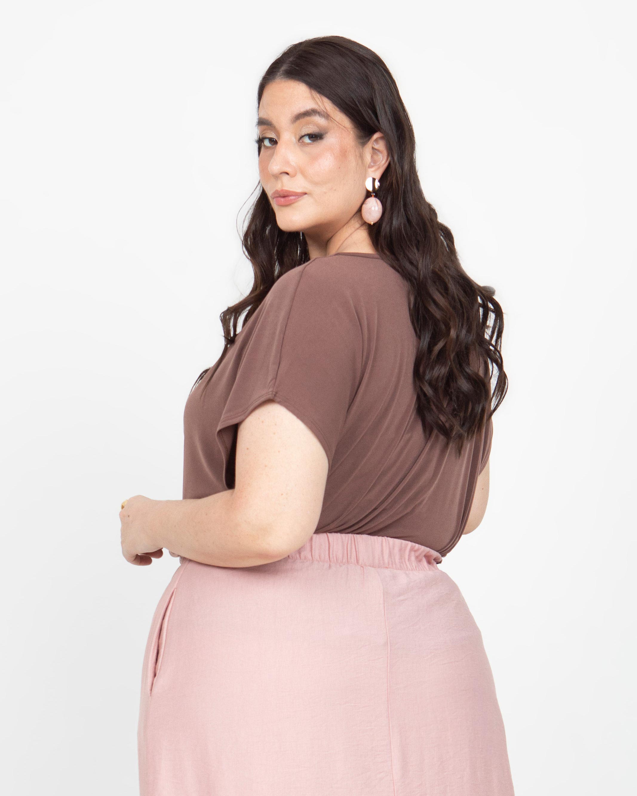 BLUSA DRAPEADA TALLAS GRANDES MANGA INCLUIDA EN TEJIDO DE PUNTO Adrissa | Ropa para mujer Blusas