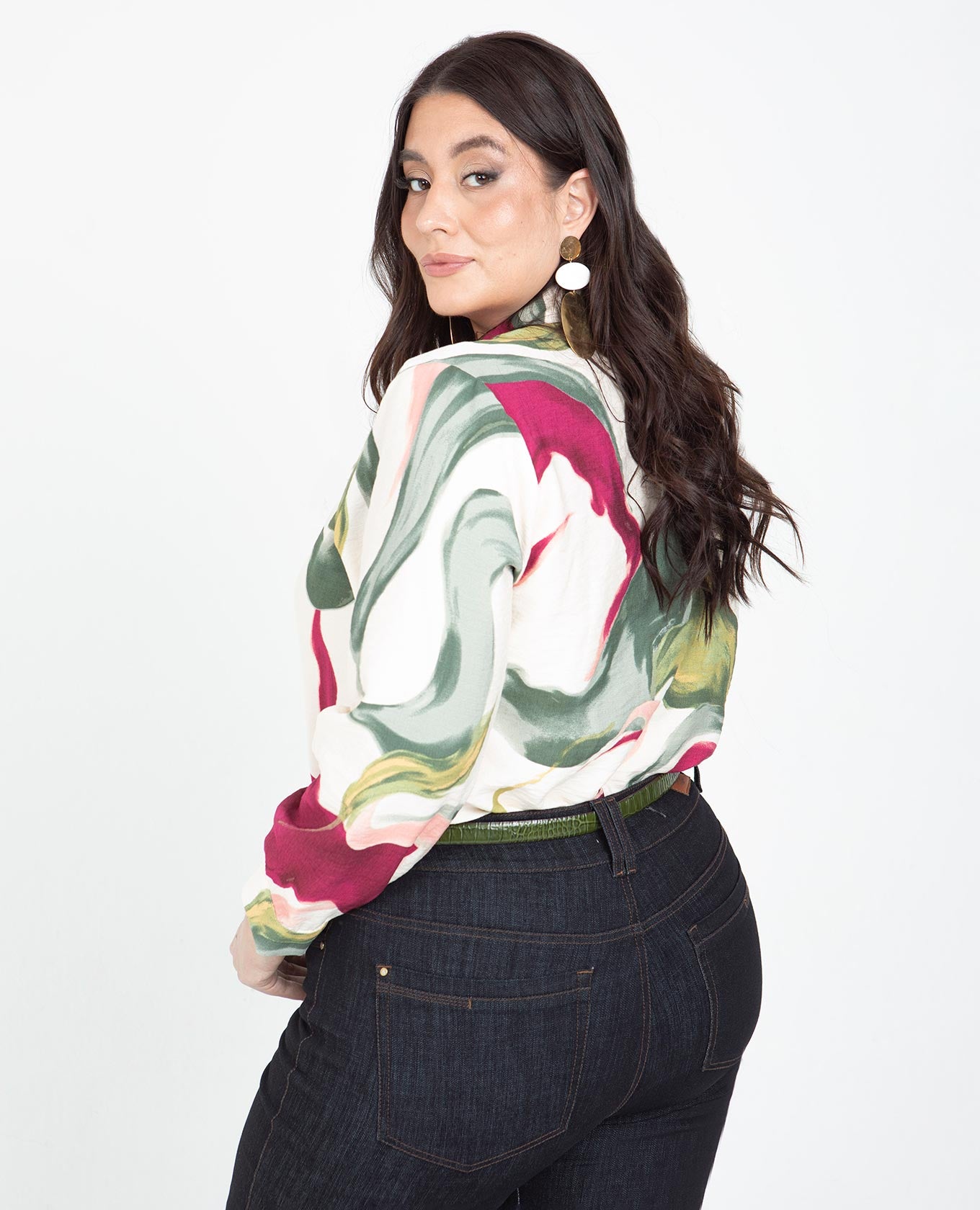 CAMISA MANGA LARGA TALLAS GRANDES ESTAMPADA Adrissa | Ropa para mujer Blusas