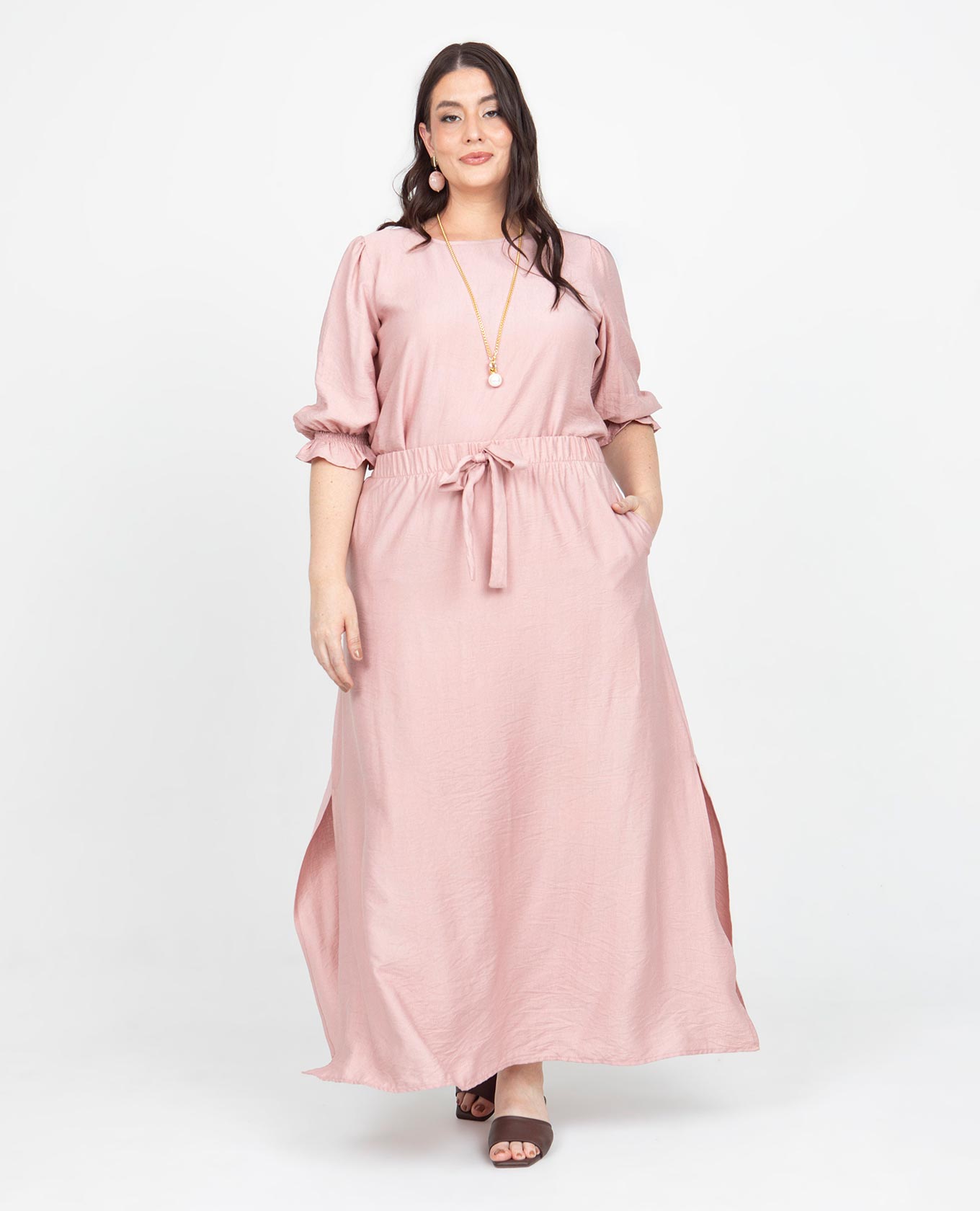 FALDA LARGA TALLAS GRANDES CON ABERTURAS Y ELASTICO EN CINTURA Adrissa | Ropa para mujer Faldas