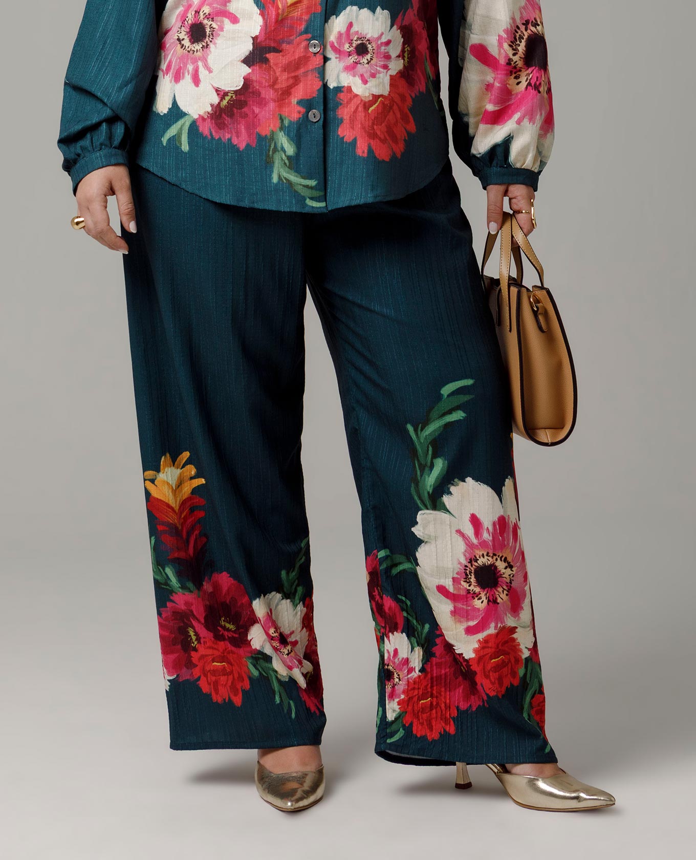 PANTALÓN RECTO TALLAS GRANDES ESTAMPADO EXCLUSIVO CINTURA CON ELÁSTICO Adrissa | Ropa para mujer Pantalones
