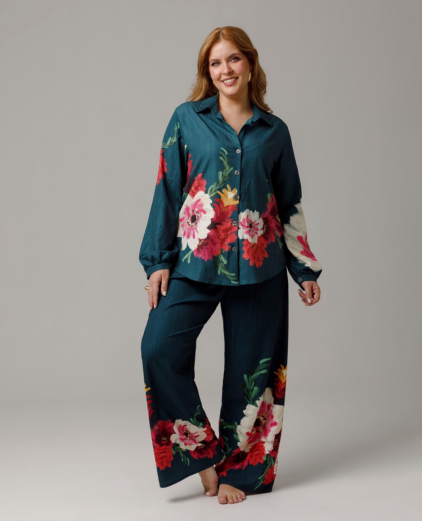 PANTALÓN RECTO TALLAS GRANDES ESTAMPADO EXCLUSIVO CINTURA CON ELÁSTICO Adrissa | Ropa para mujer Pantalones