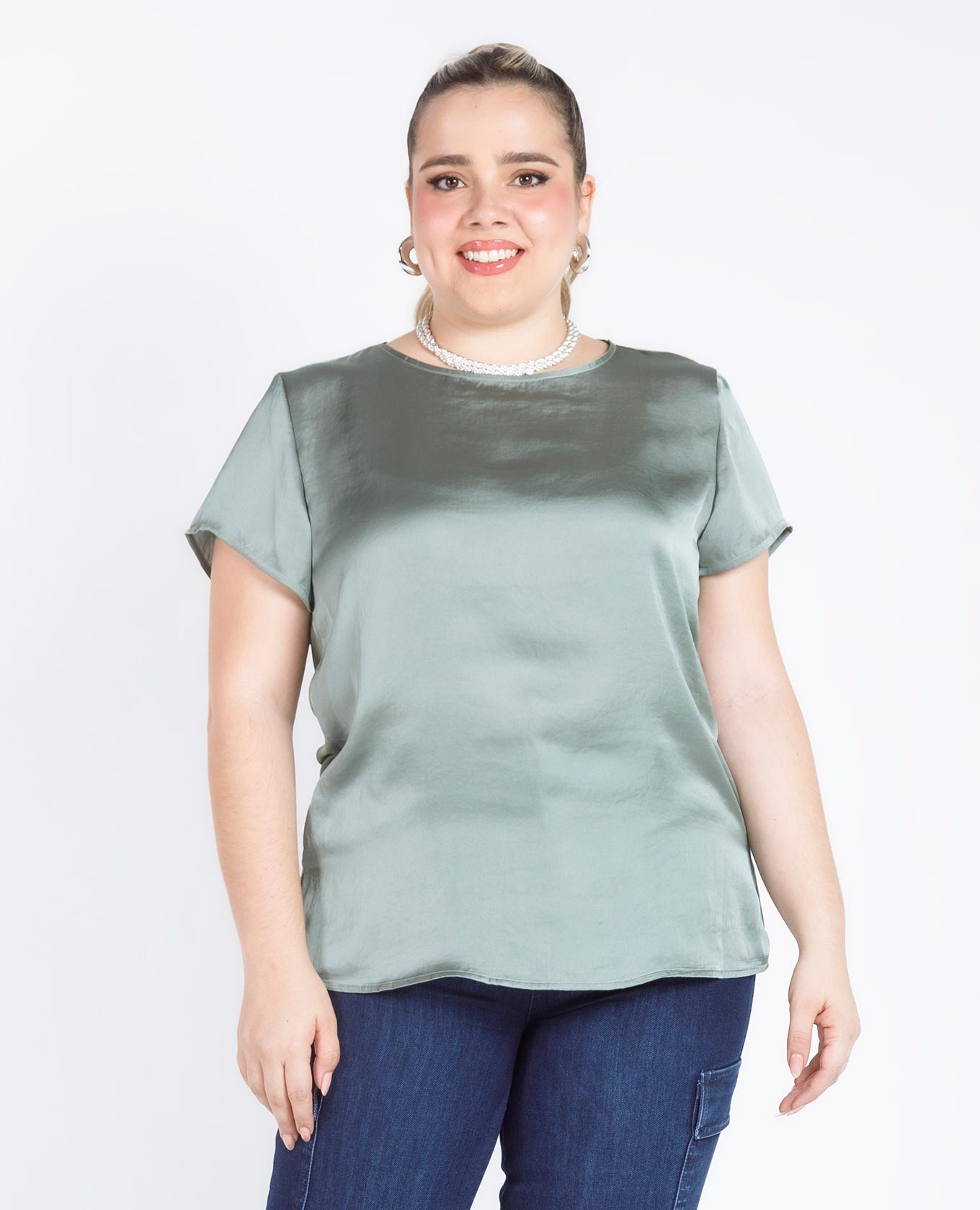 BLUSA BÁSICA TALLAS GRANDES JULIANA 20 VERDE SECO Adrissa