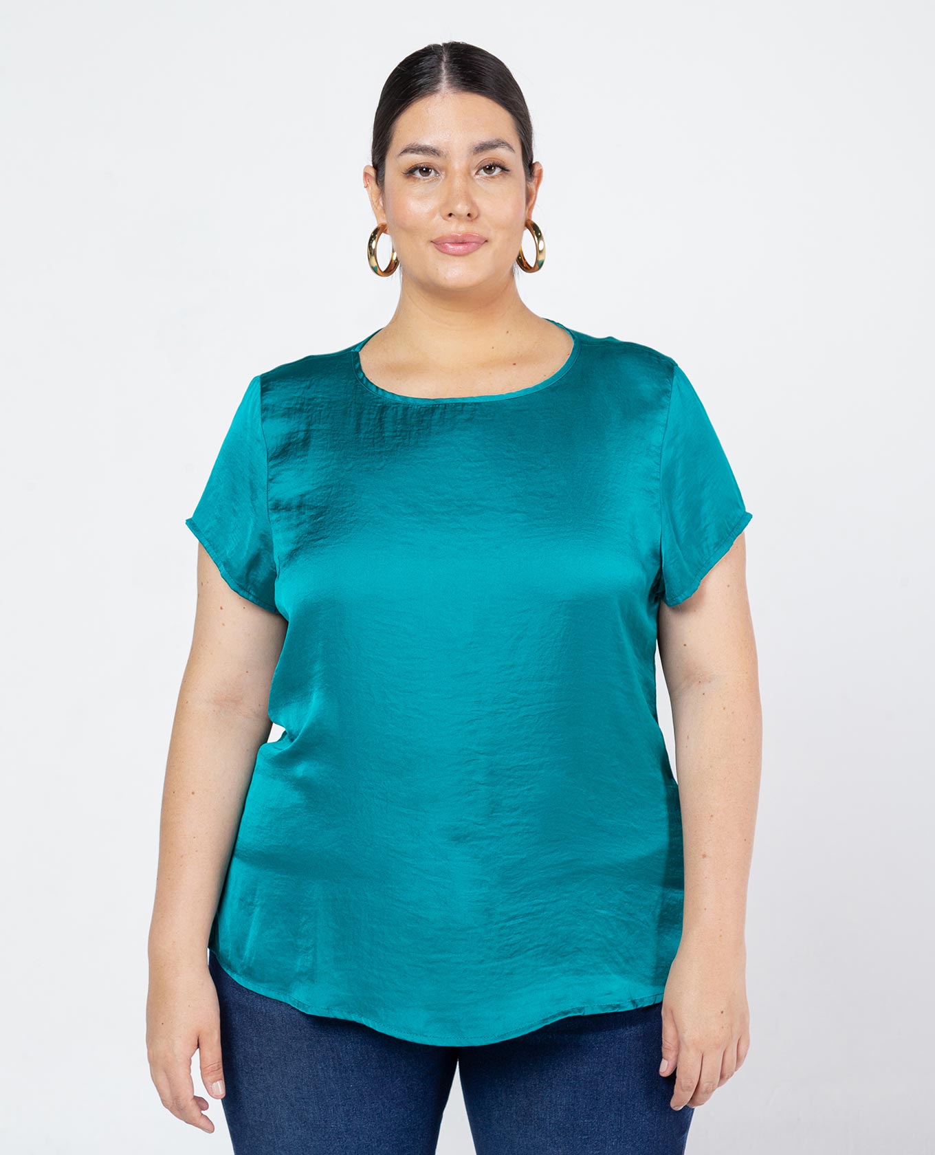 BLUSA BÁSICA TALLAS GRANDES JULIANA 20 VERDE TURMALINA Adrissa