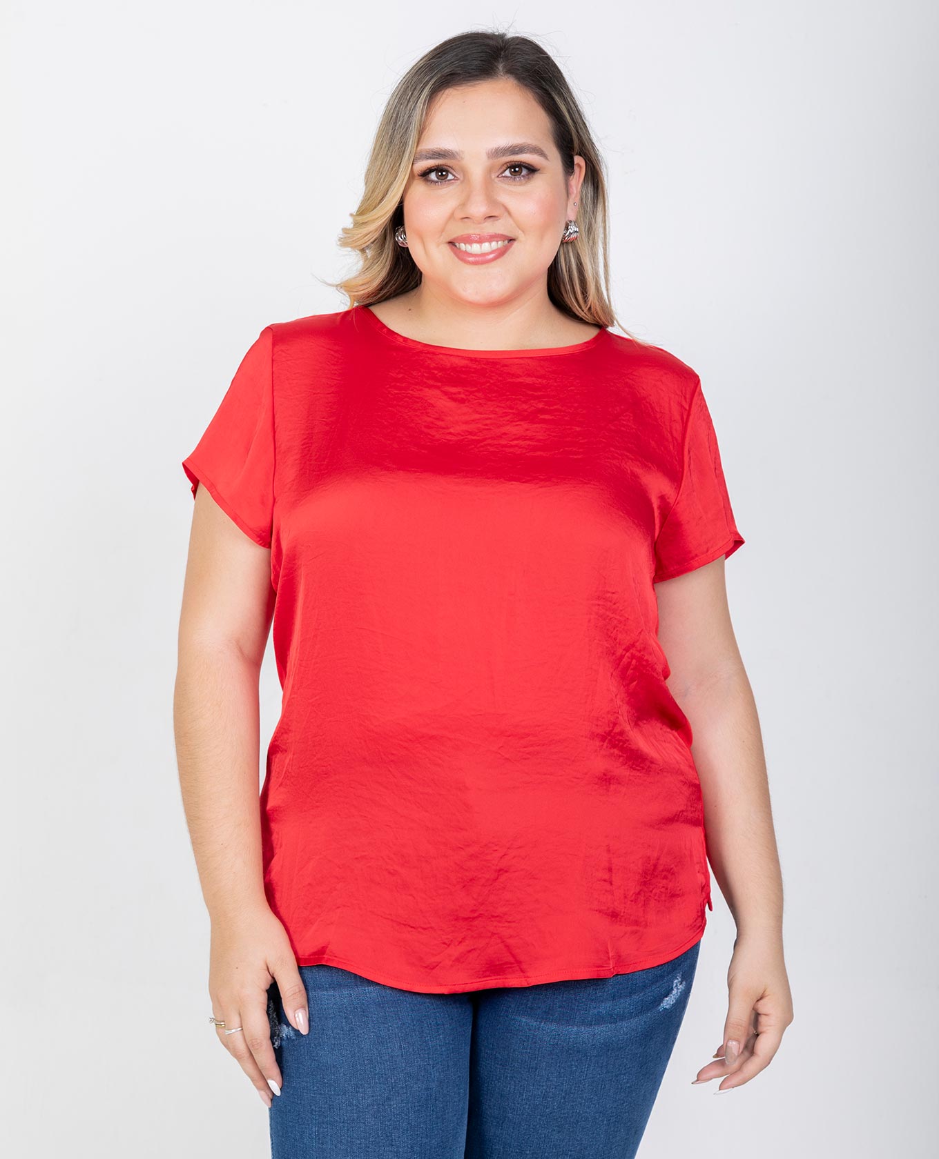 BLUSA BÁSICA TALLAS GRANDES JULIANA ROJO Adrissa