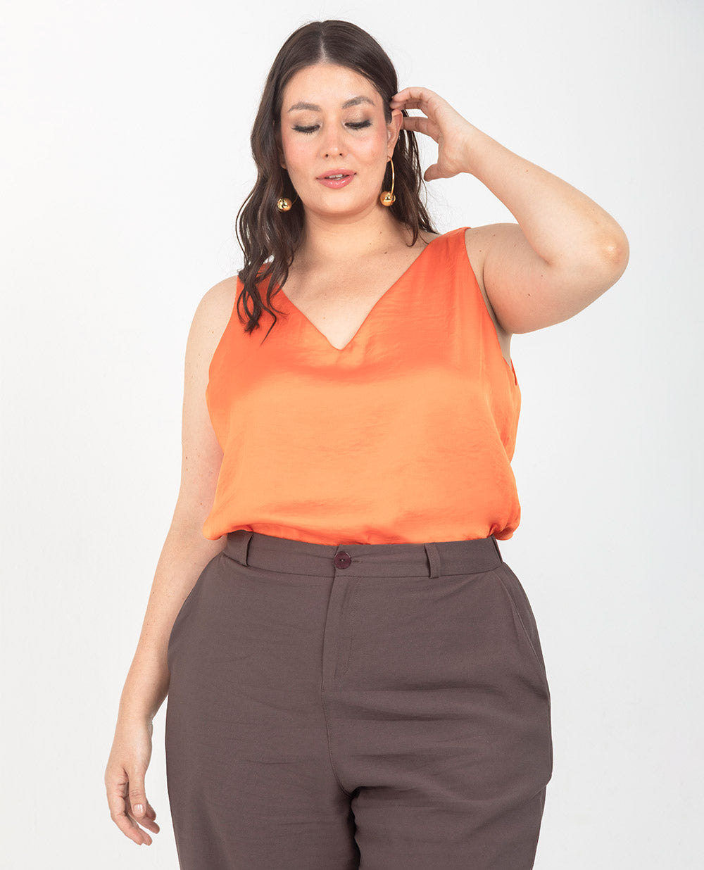 BLUSA TALLAS GRANDES BASICA ELENA NARANJA Adrissa