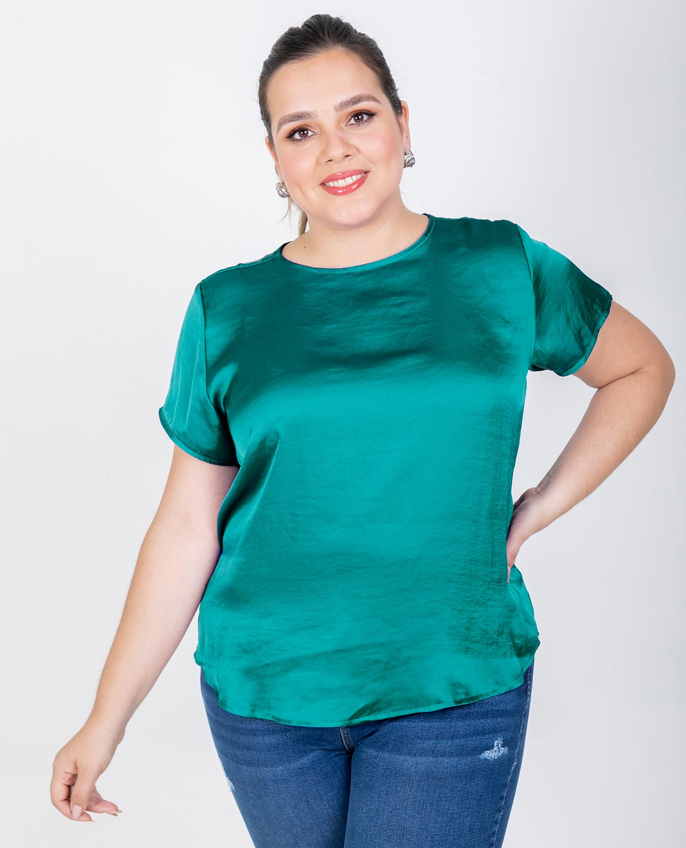 BLUSA TALLAS GRANDES BÁSICA MARÍA VERDE ESMERALDA Adrissa
