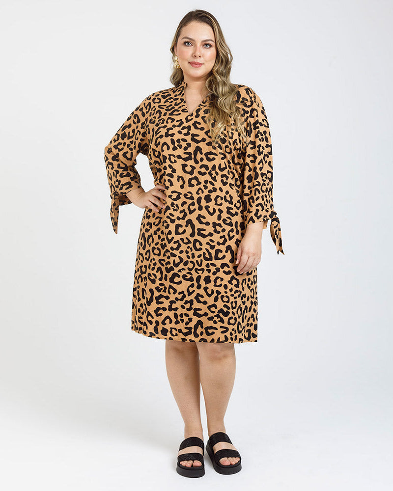 VESTIDO CORTO TALLAS GRANDES ESTAMPADO ANIMAL PRINT Adrissa