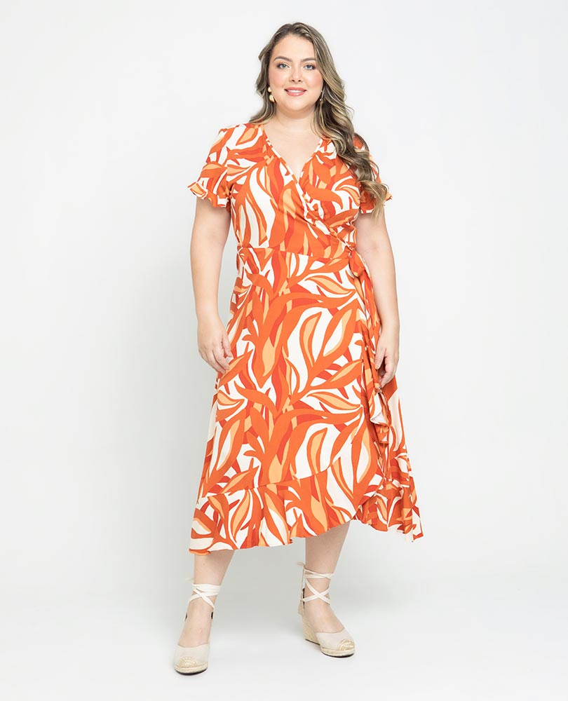 VESTIDO MIDI TALLAS GRANDES SILUETA ENVOLVENTE Adrissa