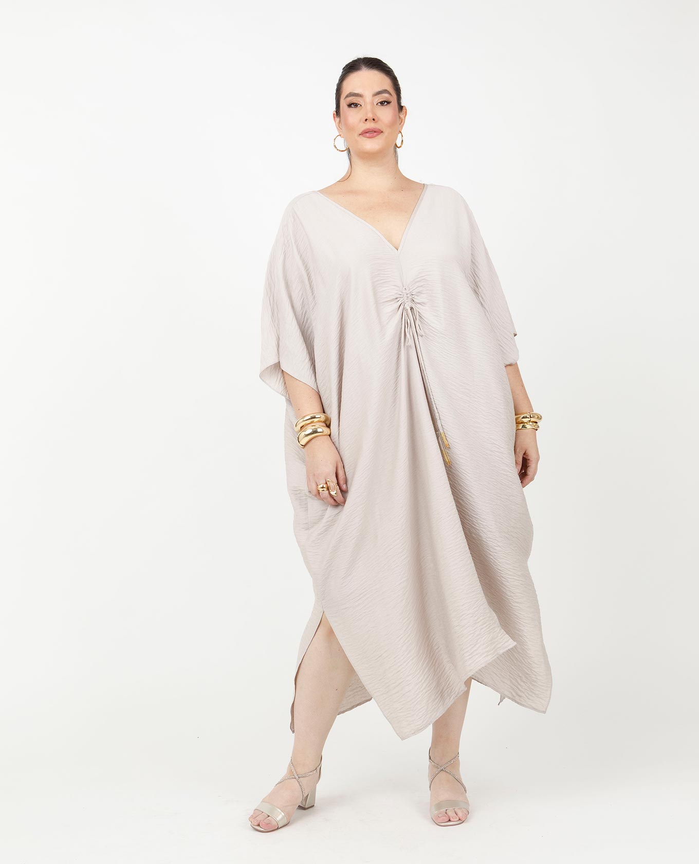 VESTIDO CELEBRACIÓN TALLAS GRANDES ESCOTE V PROFUNDO CON CANAL Adrissa