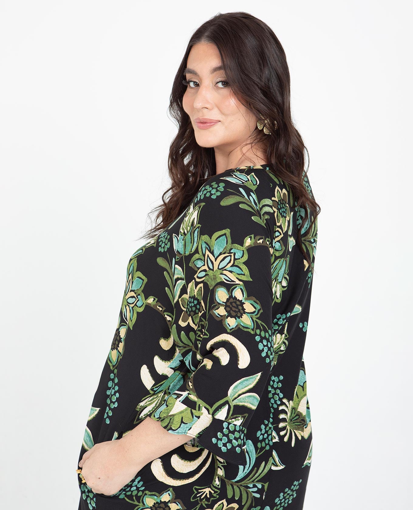 VESTIDO CORTO TALLAS GRANDES ESTAMPADO MANGA 3/4 CON BOLERO Adrissa | Ropa para mujer Vestidos