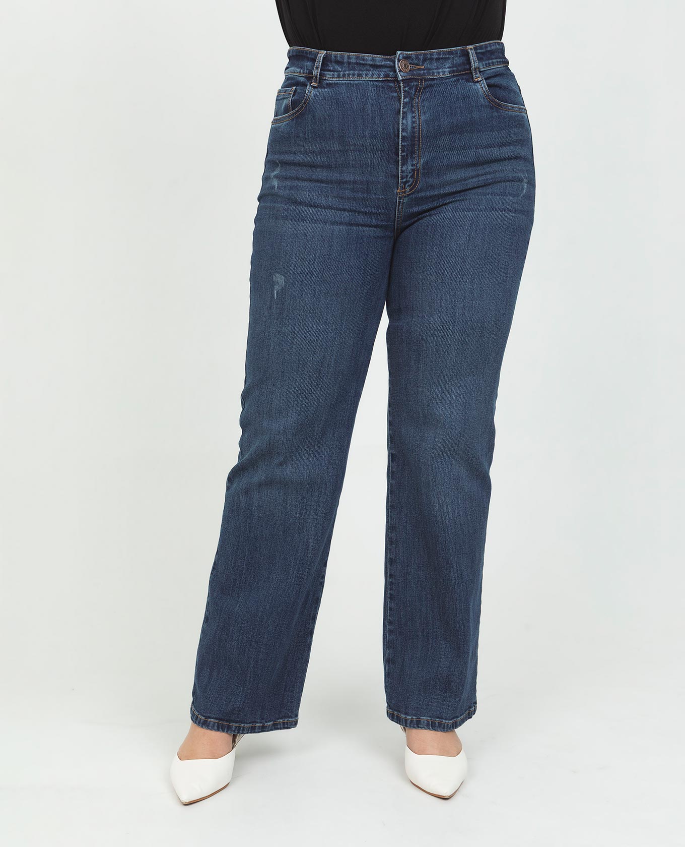 JEAN PALAZZO TALLAS GRANDES TONO OSCURO PRETINA DELGADA CINCO BOLSILLOS Adrissa