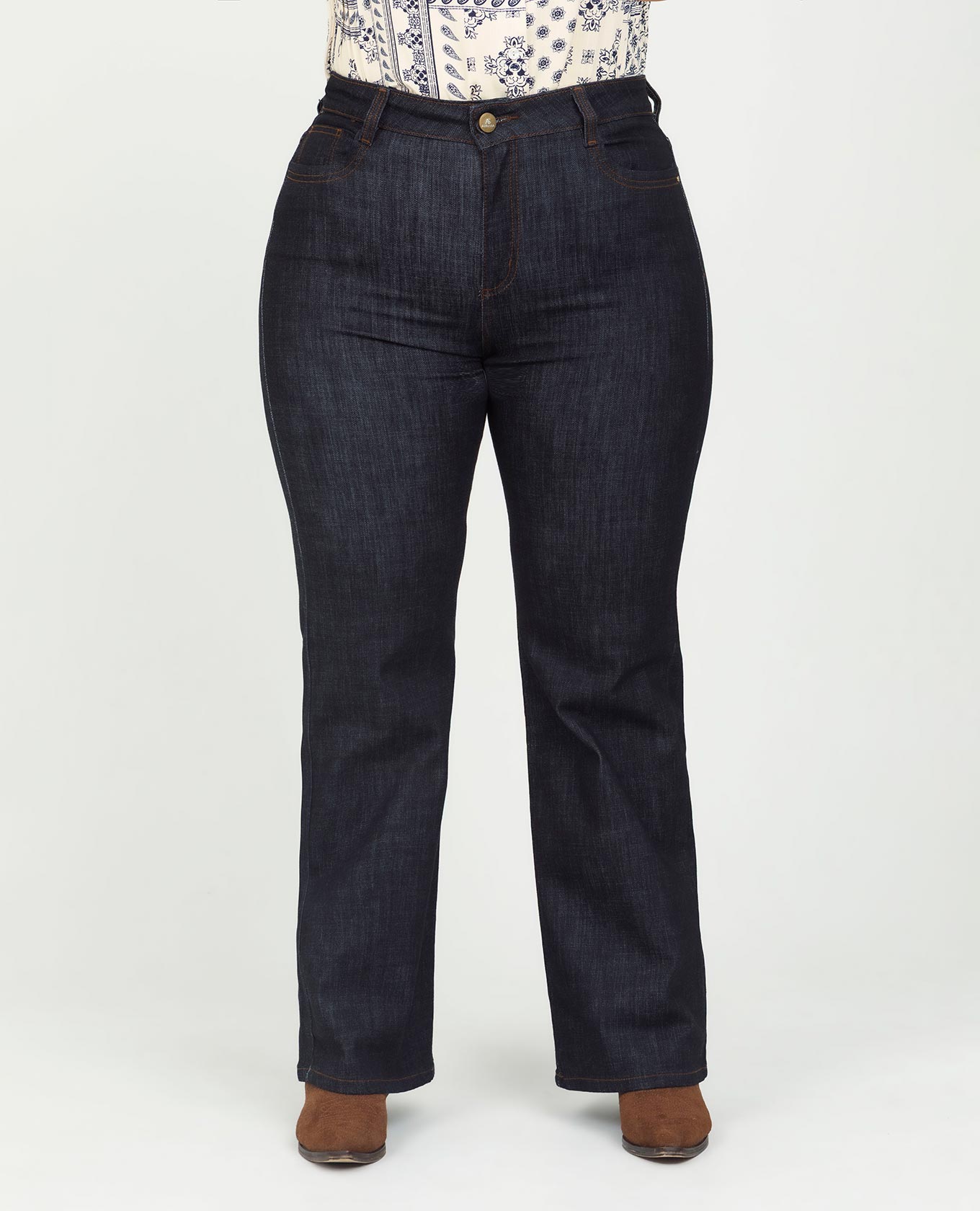 JEAN REGULAR TALLAS GRANDES TONO OSCURO PRETINA DELGADA CINCO BOLSILLOS Adrissa | Ropa para mujer