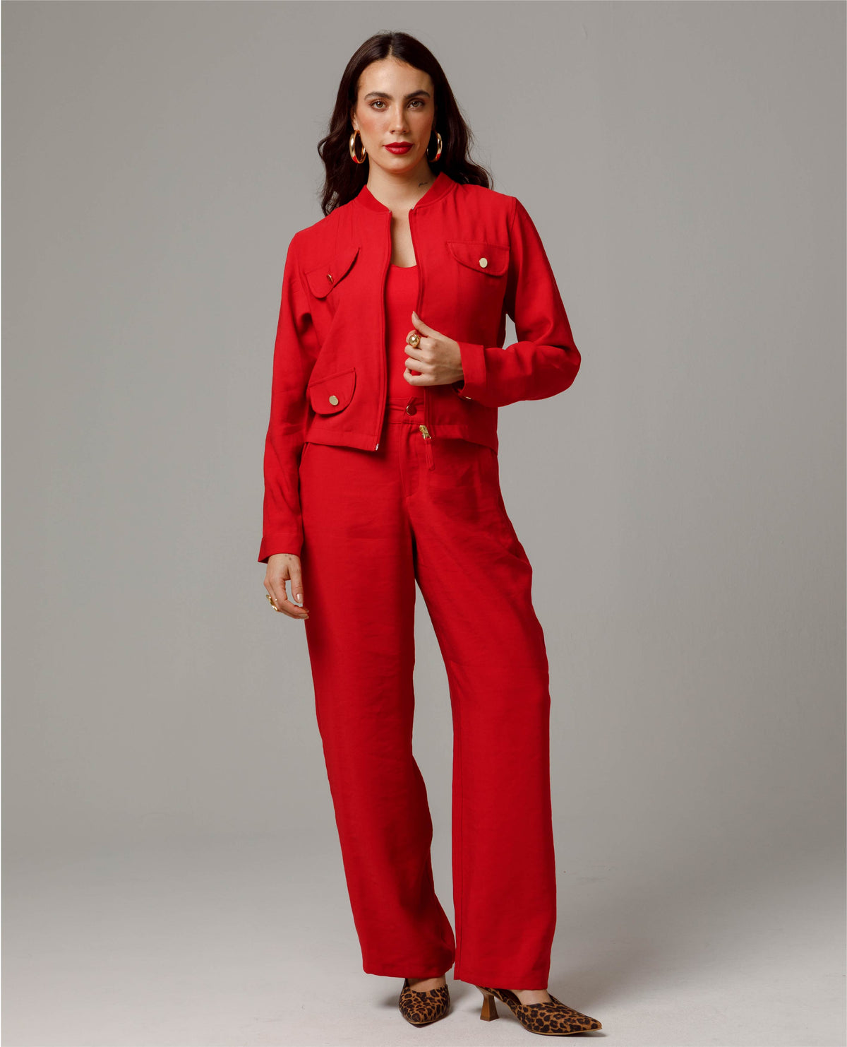 PANTALON RECTO PARA MUJER CON PASADORES DOBLES Y BOTONES DORADOS Adrissa | Ropa para mujer Pantalones