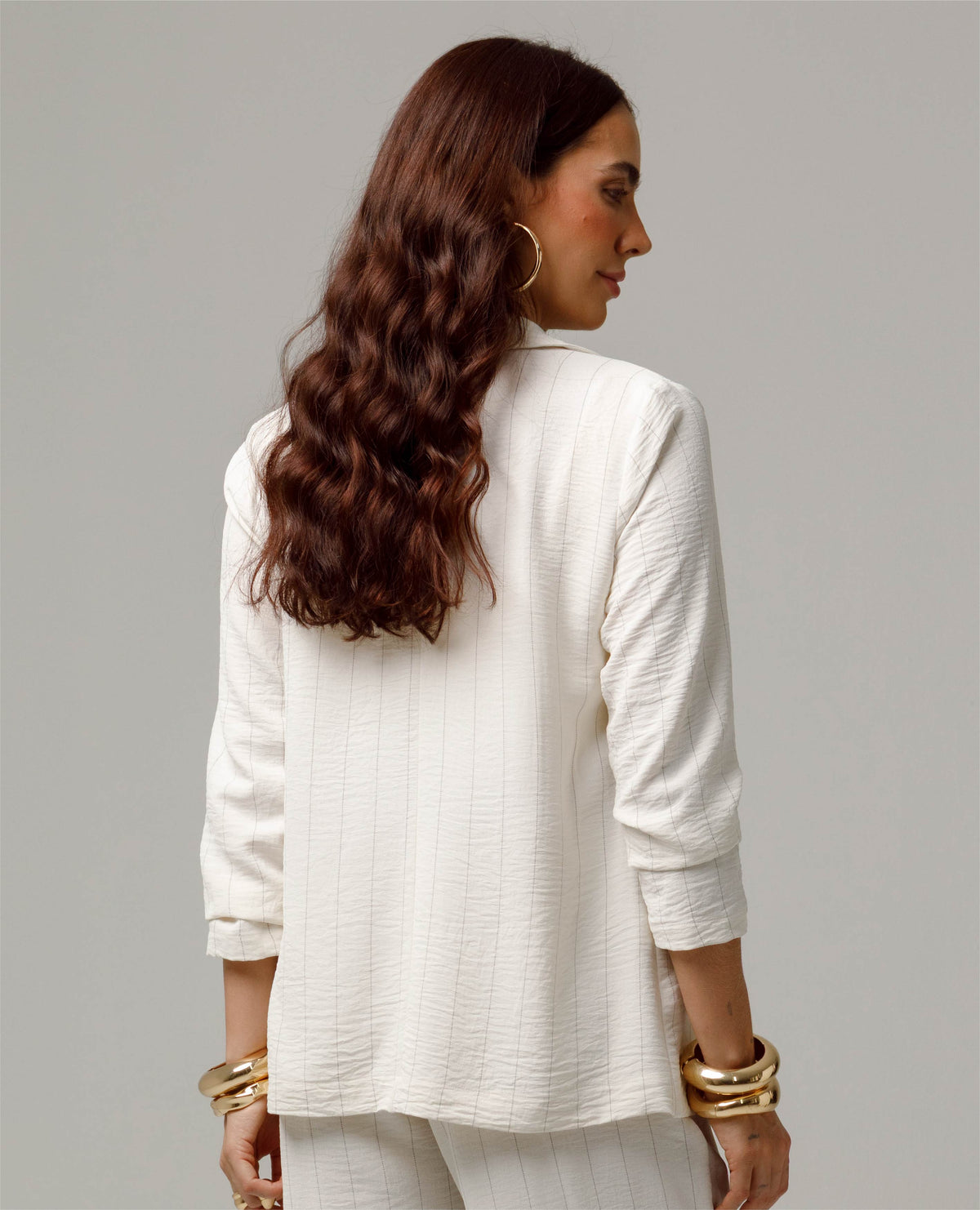 CAMI BLAZER LIVIANO PARA MUJER EN RAYA TIZA