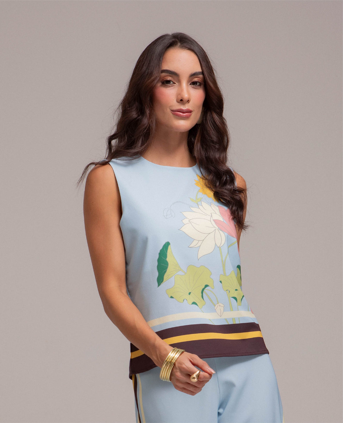 BLUSA MANGA SISA PARA MUJER ESTAMPACION EXCLUSIVA FLORES ORIENTALES