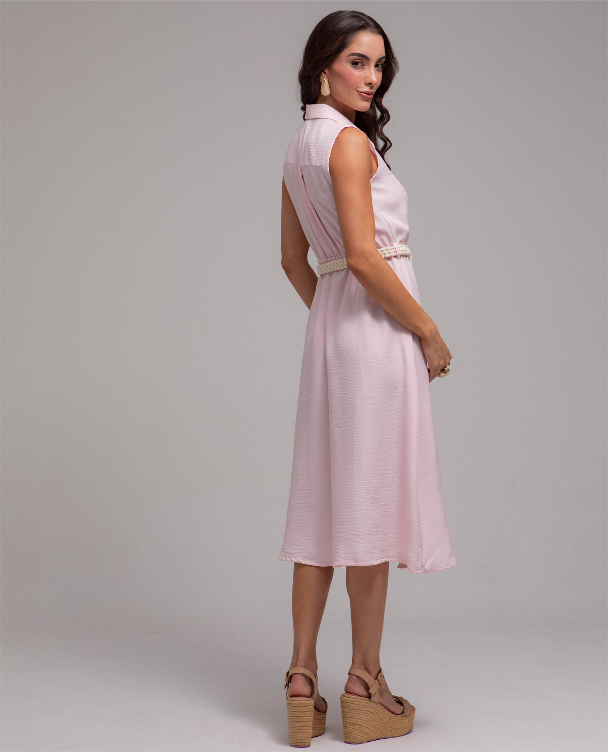 VESTIDO CAMISERO PARA MUJER MANGA SISA CON CINTURON EN MACRAME Adrissa | Ropa para mujer Vestidos