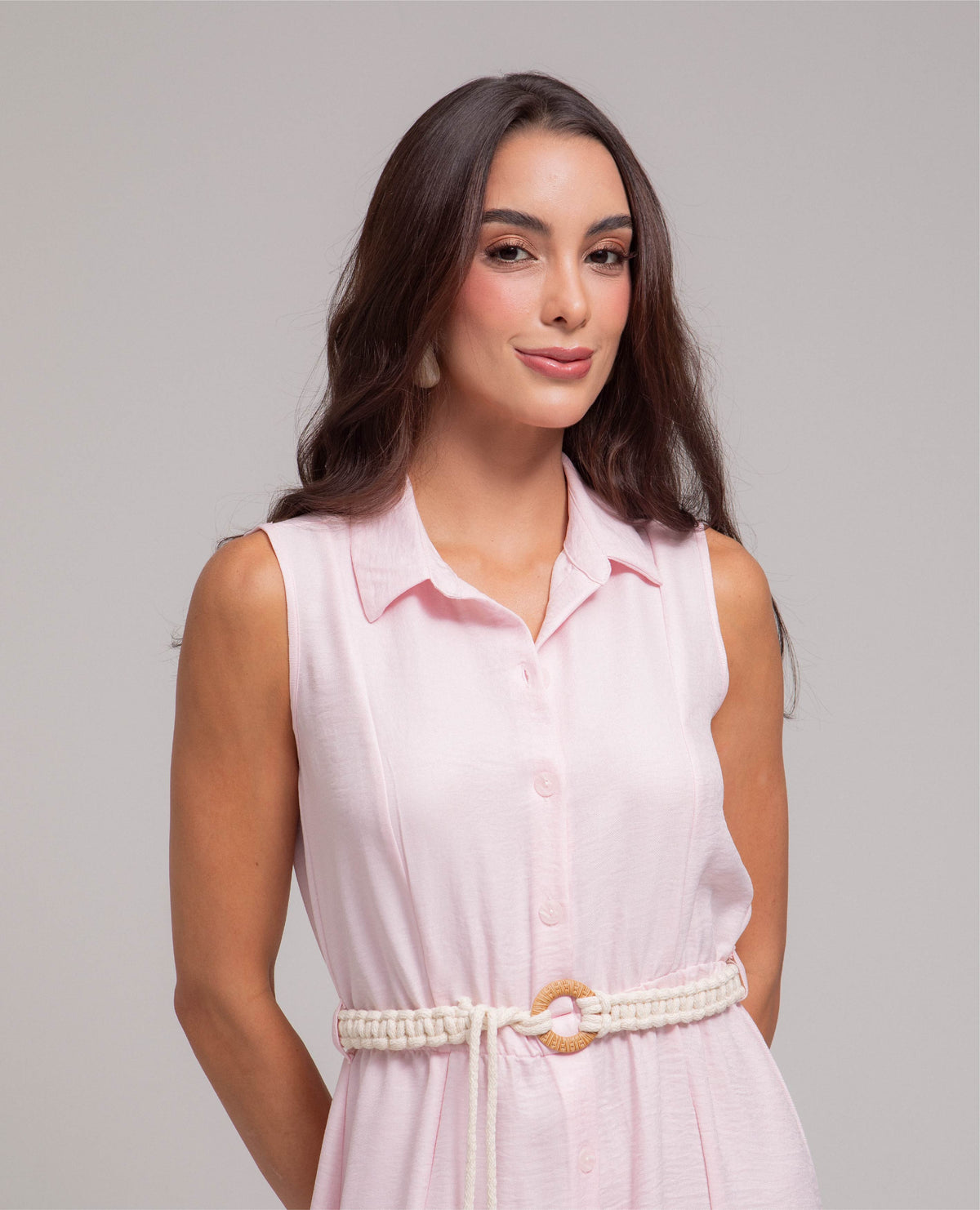 VESTIDO CAMISERO PARA MUJER MANGA SISA CON CINTURON EN MACRAME Adrissa | Ropa para mujer Vestidos
